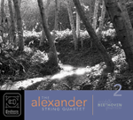 Cover art for Beethoven: Middle Quartets shows a stream meandering through a thicket of small trees, photo by Rory Earnshaw